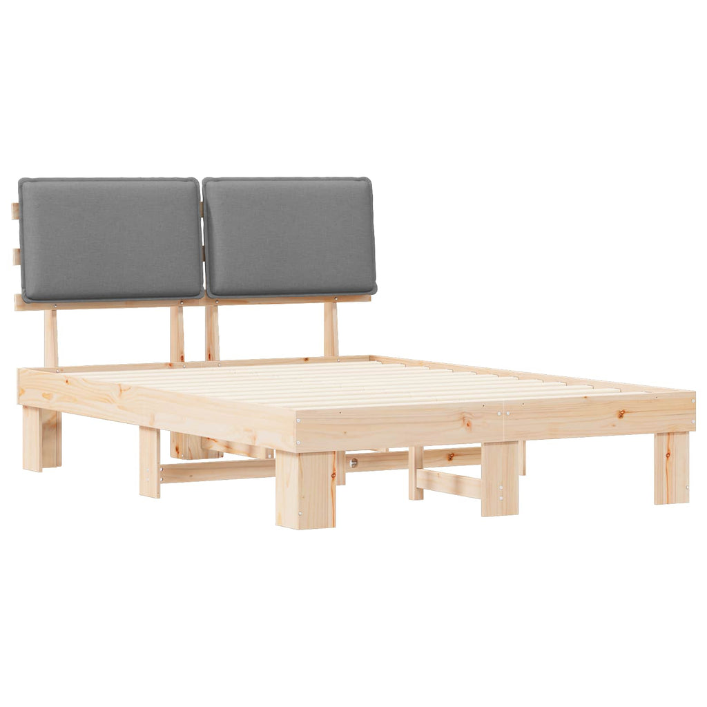 Bettgestell mit gepolstertem Kopfteil Hellgrau 140 x 190 cm