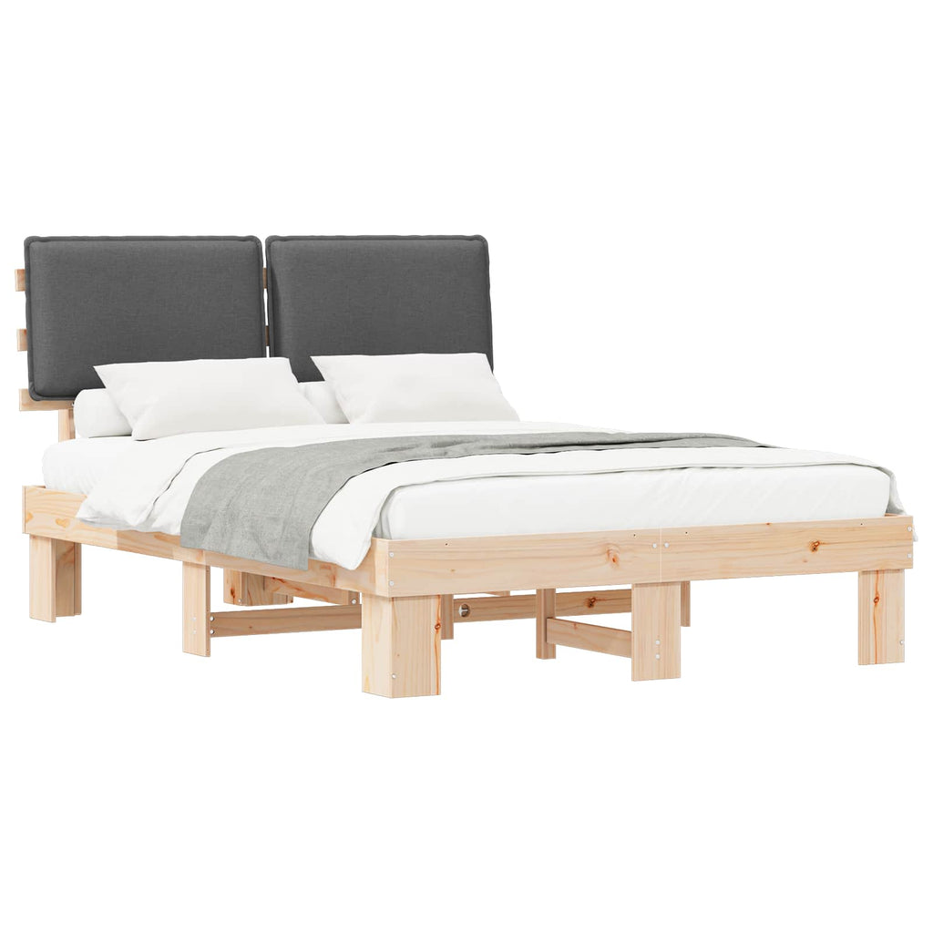 Bettgestell mit gepolstertem Kopfteil Dunkelgrau 140 x 190 cm