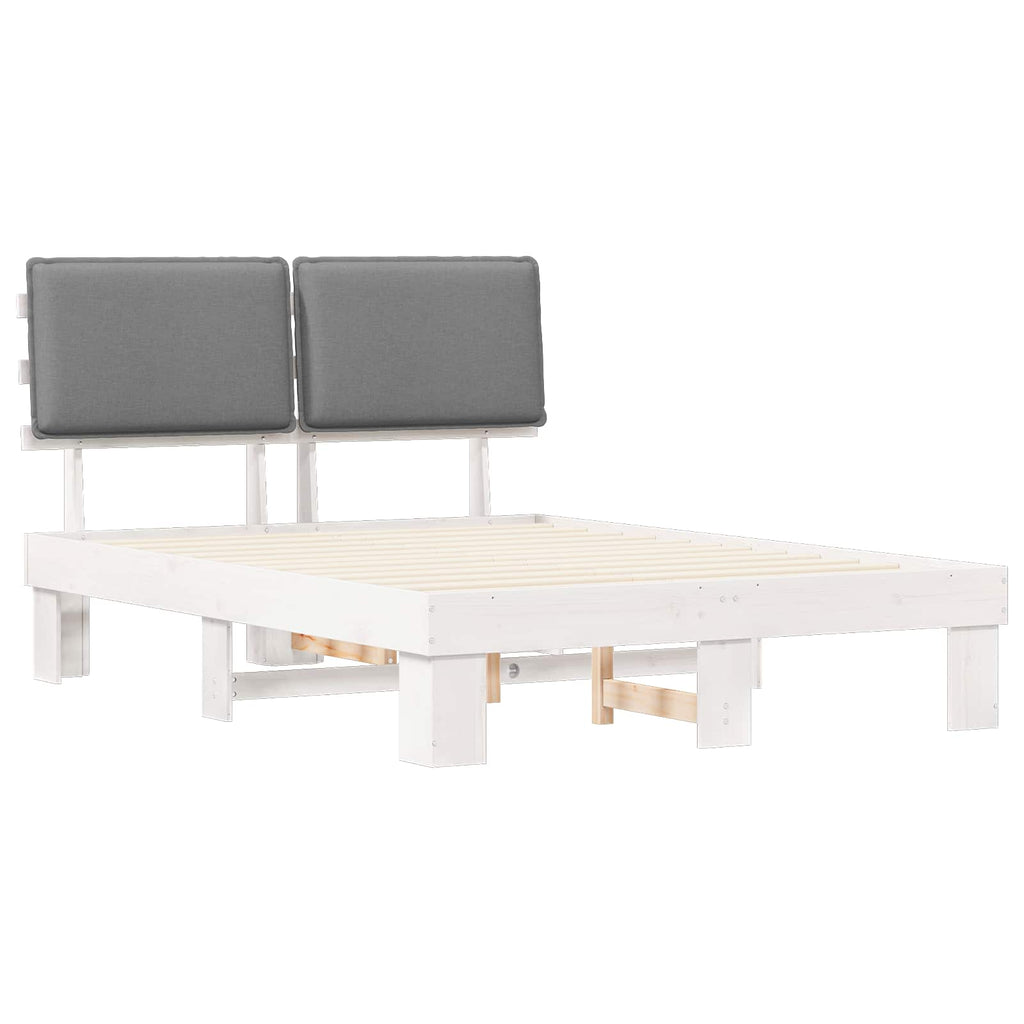 Bettgestell mit gepolstertem Kopfteil Hellgrau 140 x 190 cm