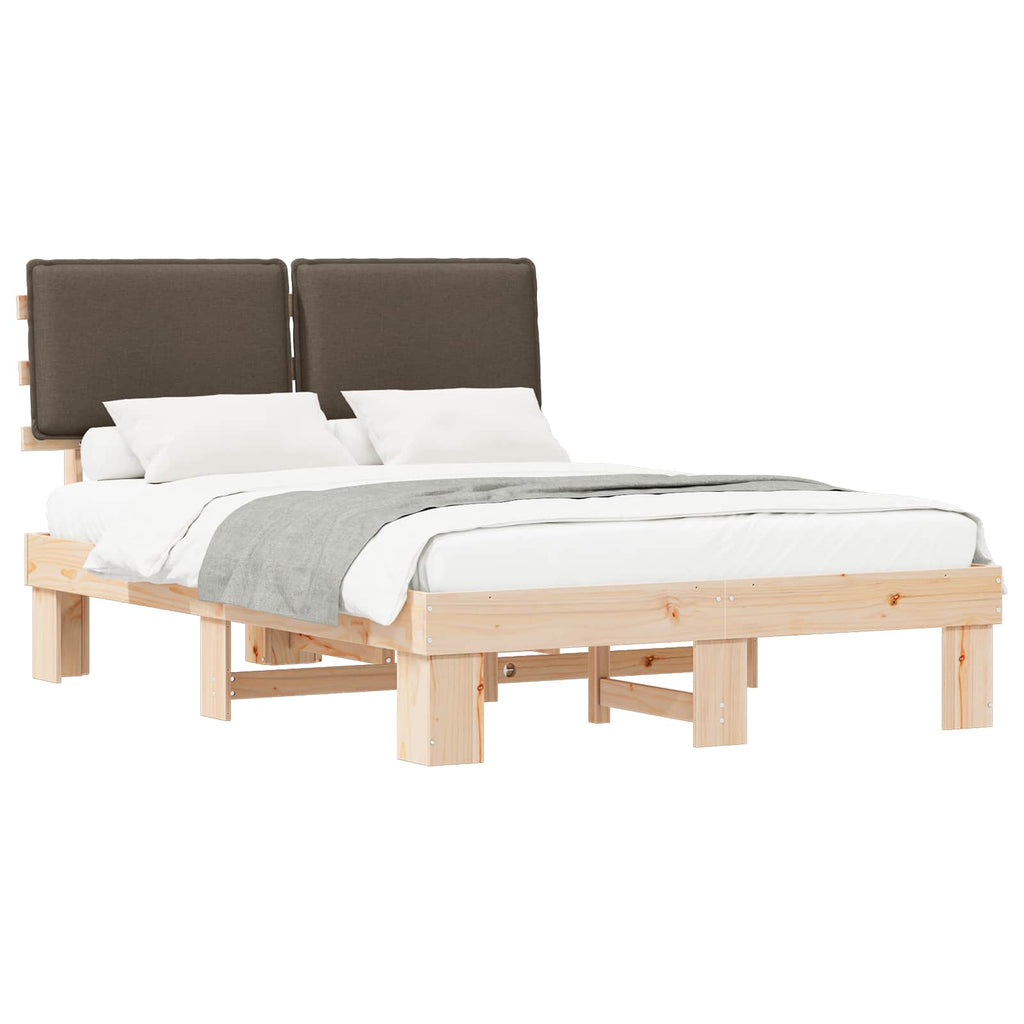 Bettgestell mit gepolstertem Kopfteil Taupe 135 x 190 cm