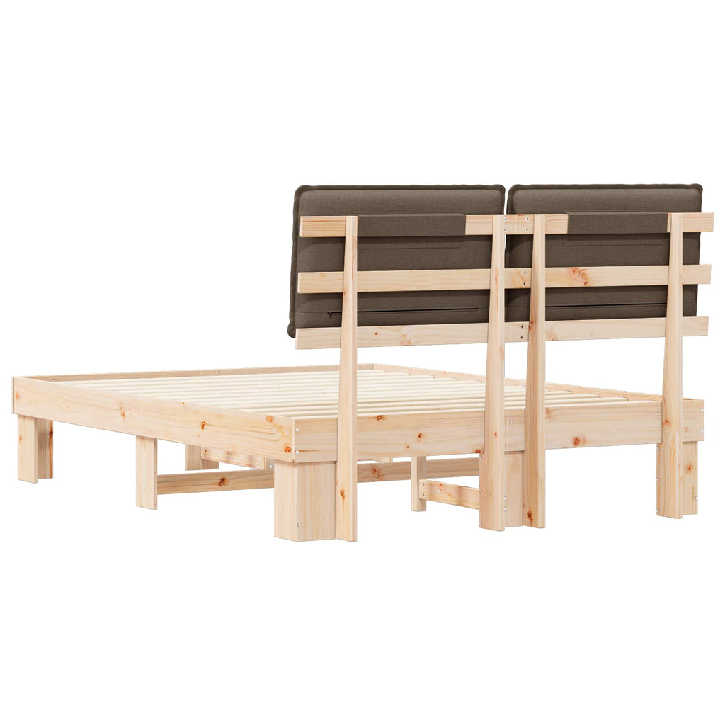 Bettgestell mit gepolstertem Kopfteil Taupe 135 x 190 cm