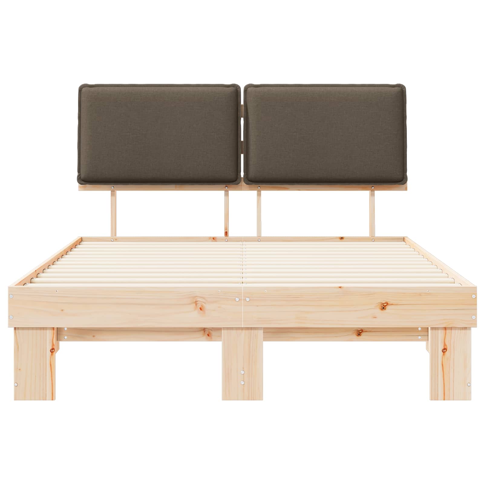 Bettgestell mit gepolstertem Kopfteil Taupe 135 x 190 cm