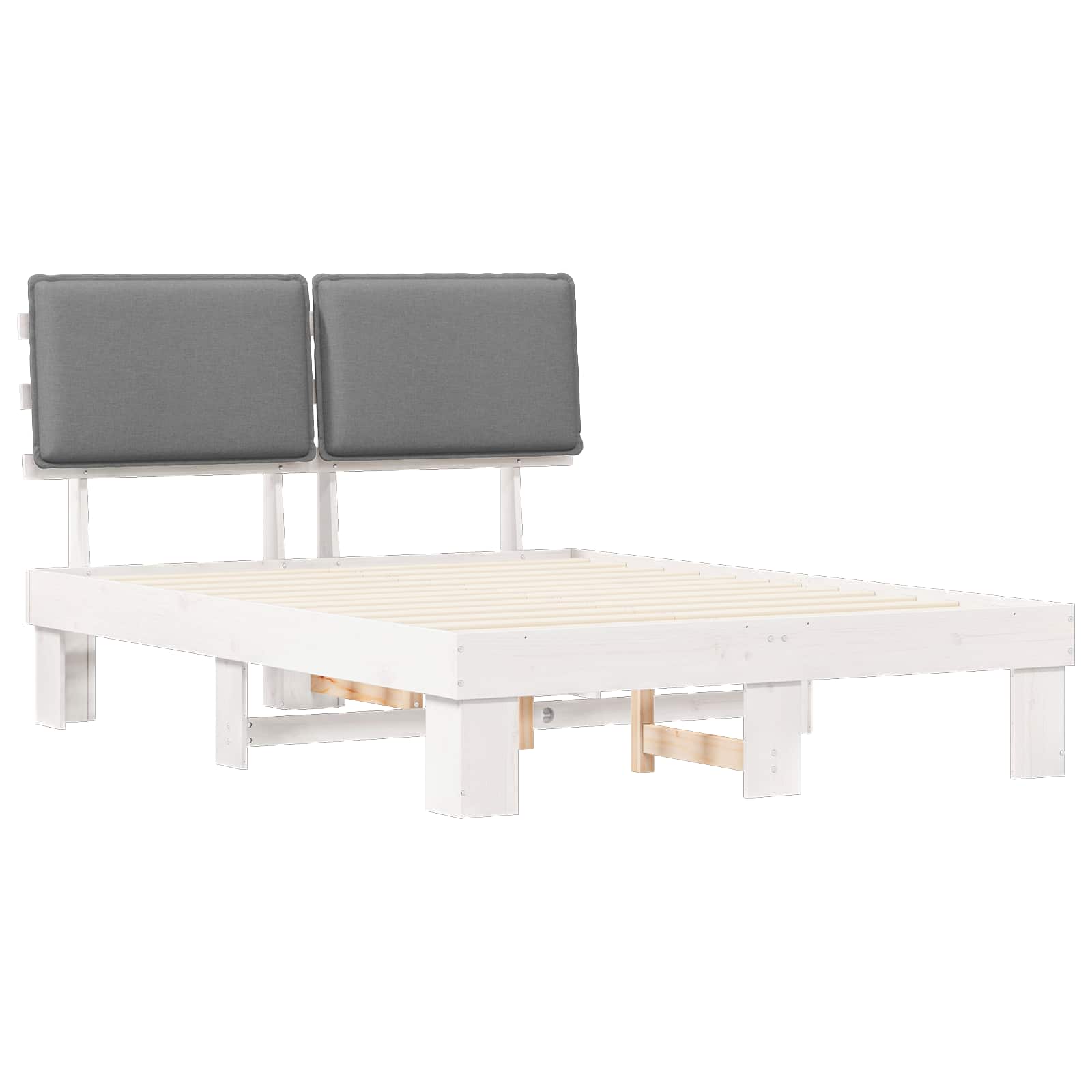 Bettgestell mit gepolstertem Kopfteil Hellgrau 135 x 190 cm
