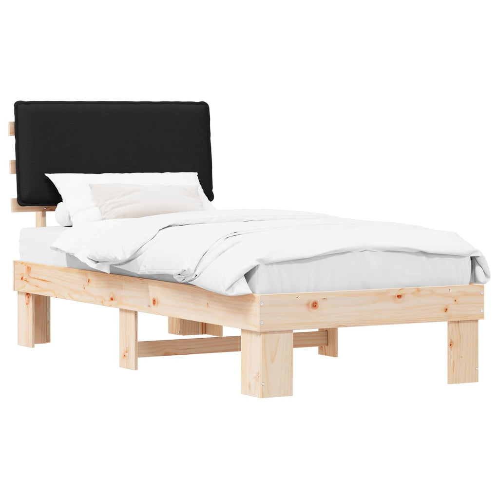 Bettgestell mit gepolstertem Kopfteil Schwarz 90 x 200 cm
