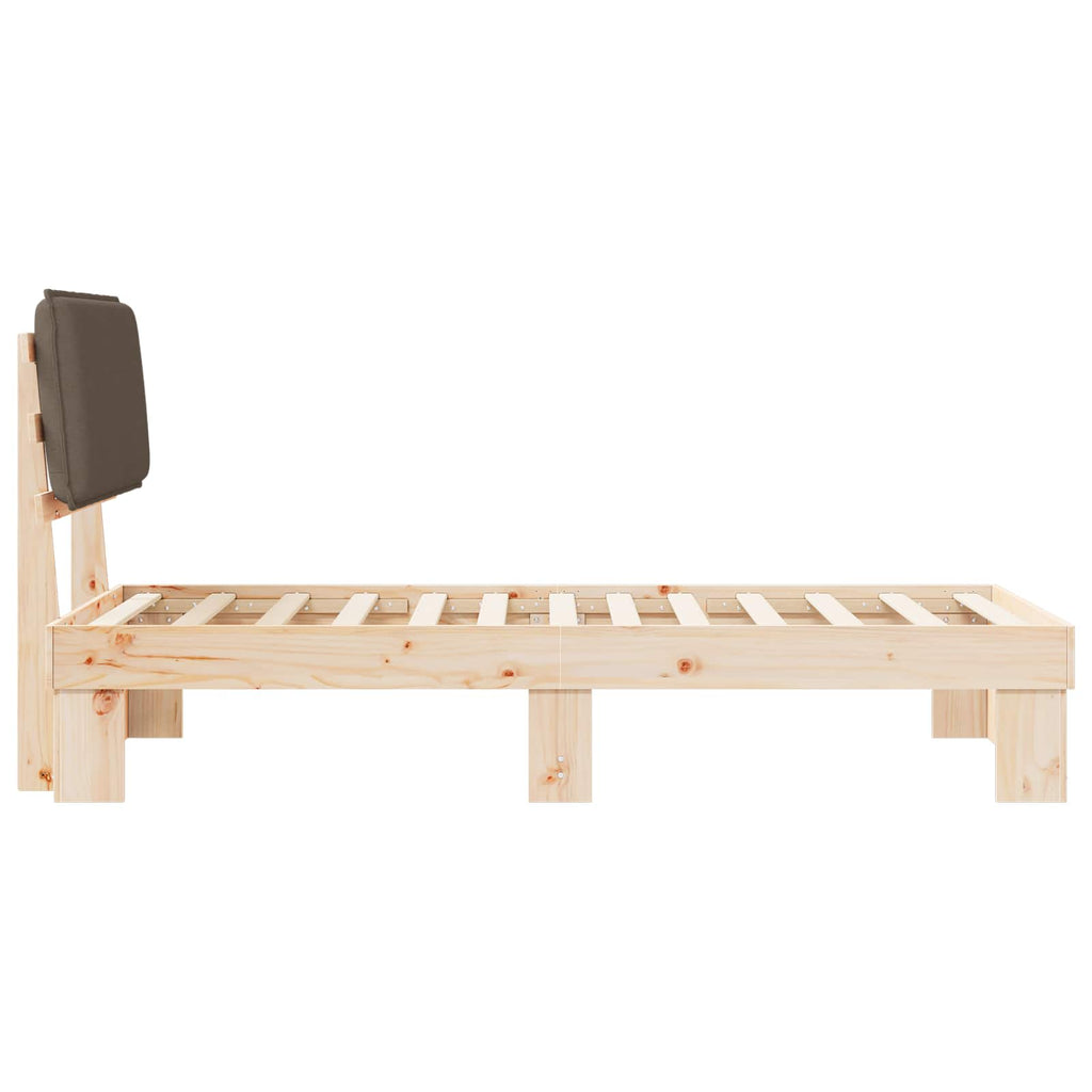 Bettgestell mit gepolstertem Kopfteil Taupe 90 x 200 cm