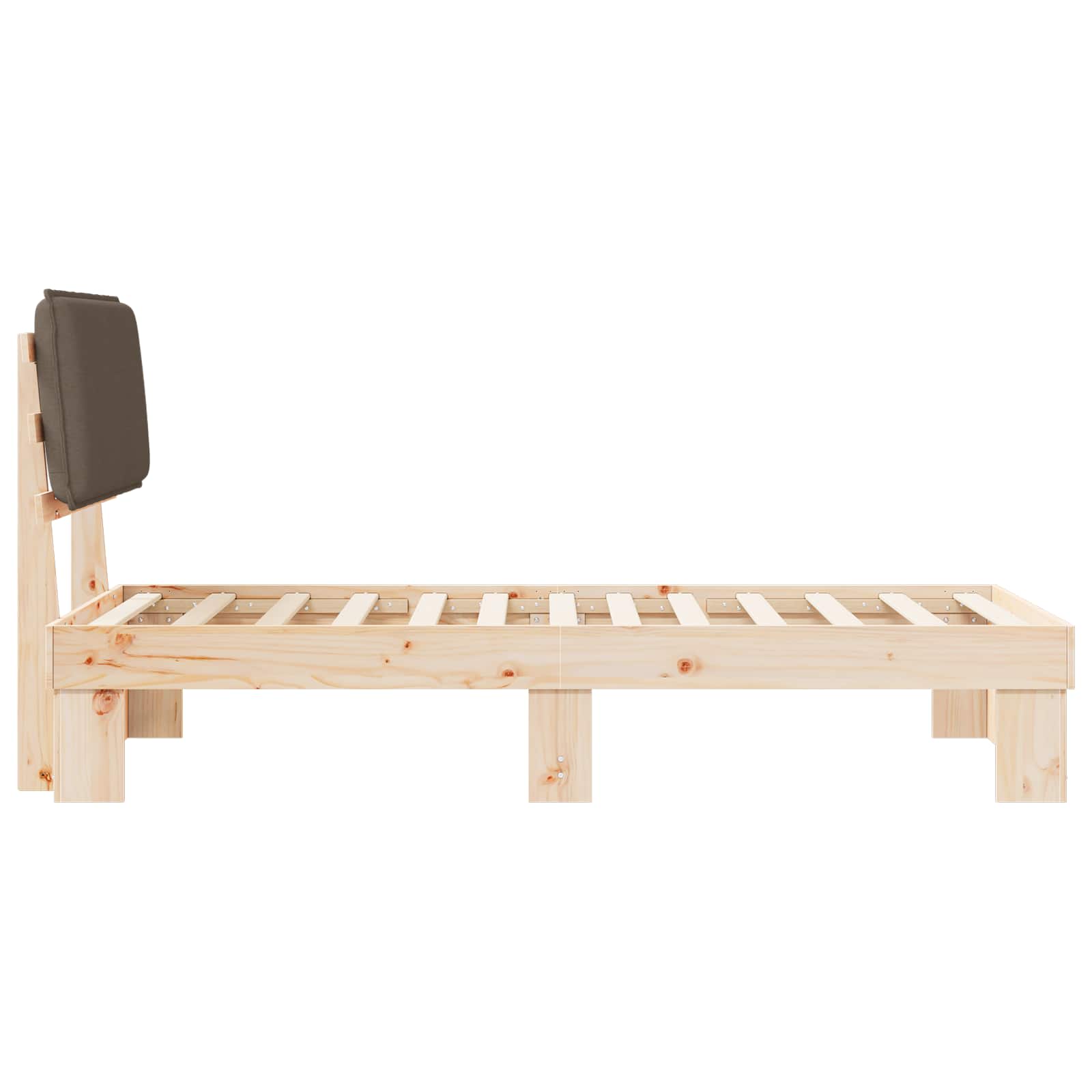 Bettgestell mit gepolstertem Kopfteil Taupe 90 x 200 cm