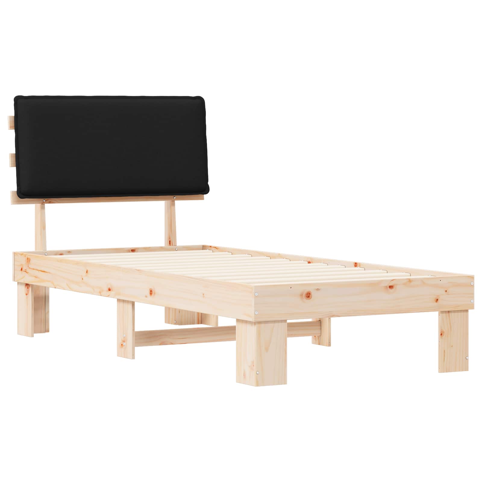 Bettgestell mit gepolstertem Kopfteil Schwarz 80 x 200 cm