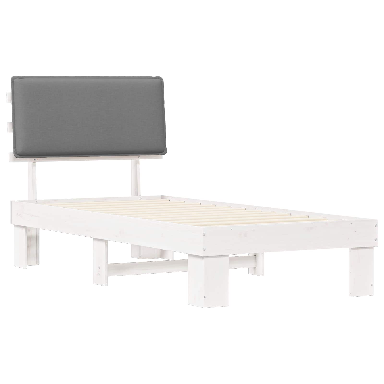 Bettgestell mit gepolstertem Kopfteil Hellgrau 90 x 190 cm