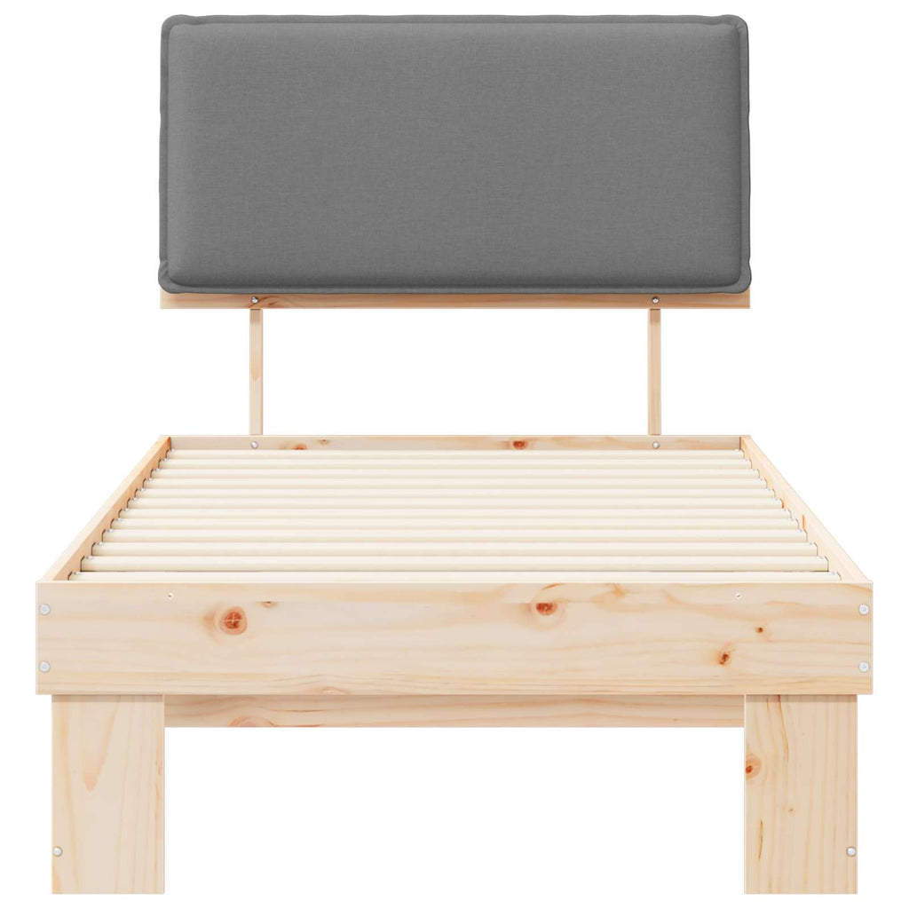 Bettgestell mit gepolstertem Kopfteil Hellgrau 75 x 190 cm