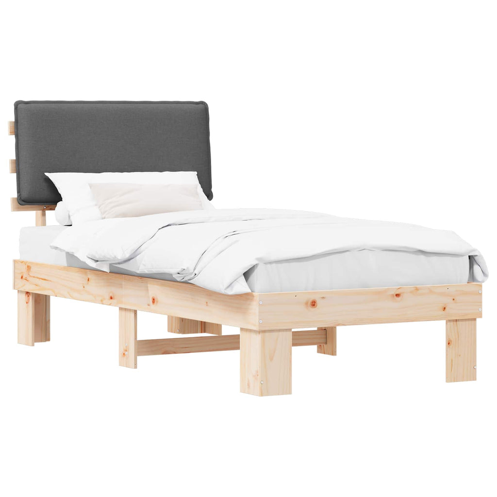 Bettgestell mit gepolstertem Kopfteil Dunkelgrau 75 x 190 cm