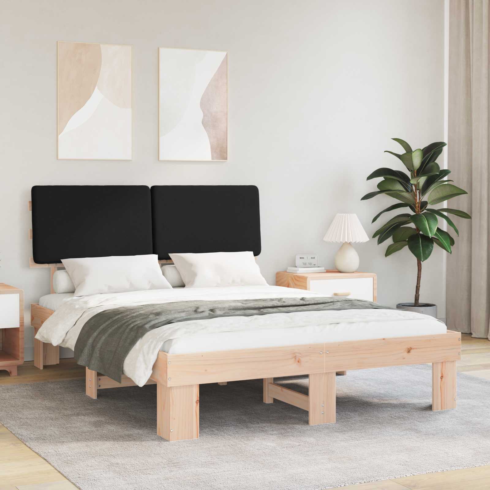 Bettgestell mit gepolstertem Kopfteil Schwarz 160 x 200 cm