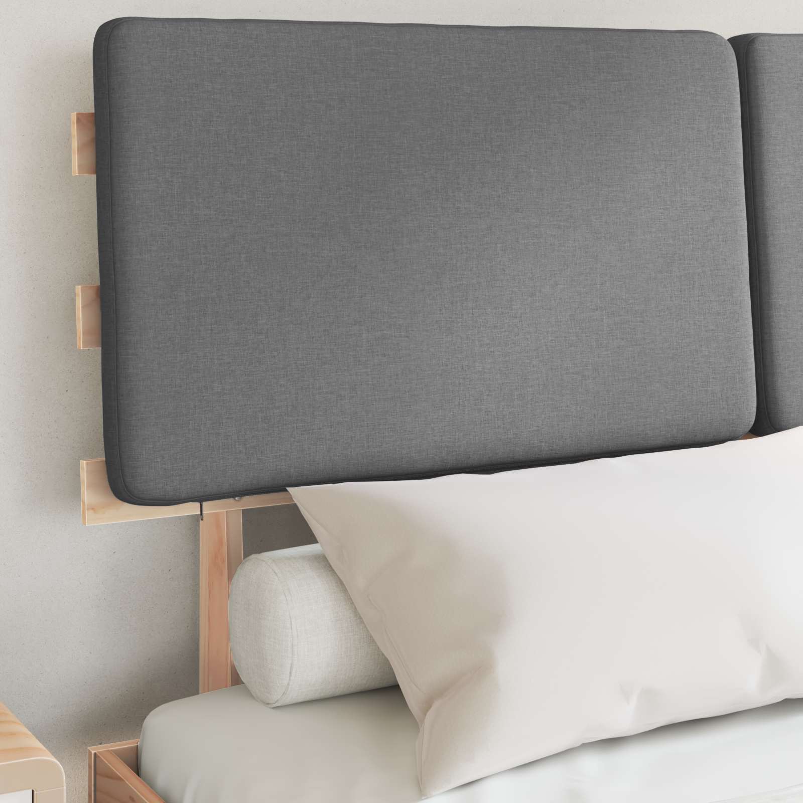 Bettgestell mit gepolstertem Kopfteil Hellgrau 150 x 200 cm