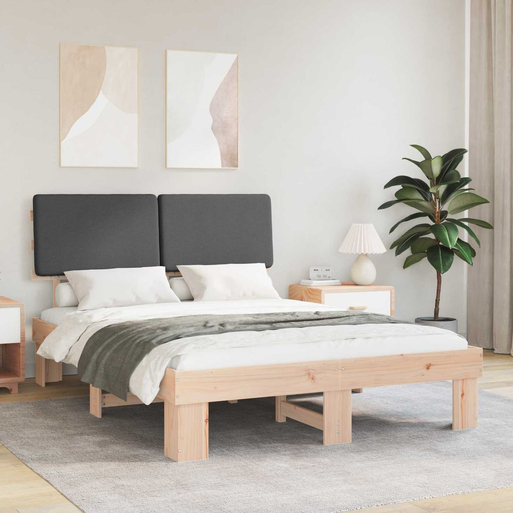 Bettgestell mit gepolstertem Kopfteil Dunkelgrau 150 x 200 cm