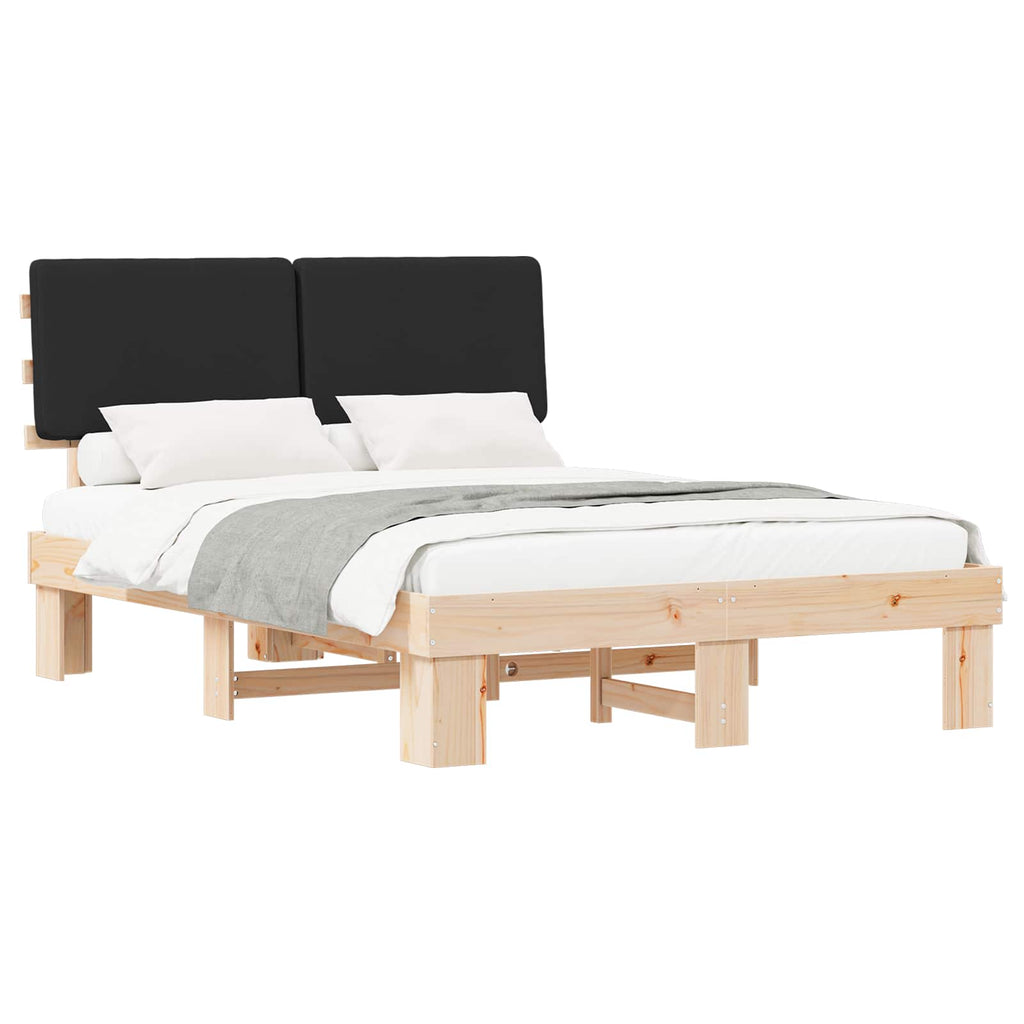 Bettgestell mit gepolstertem Kopfteil Schwarz 150 x 200 cm