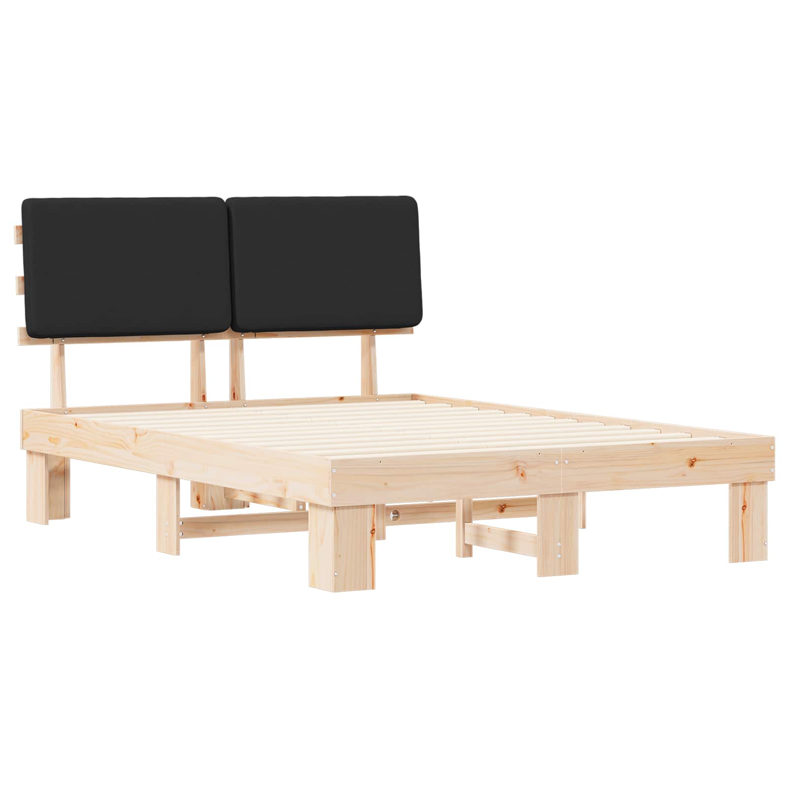 Bettgestell mit gepolstertem Kopfteil Schwarz 150 x 200 cm
