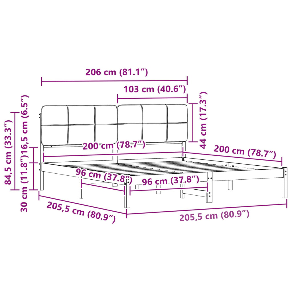 Bettgestell mit gepolstertem Kopfteil Hellgrau 120 x 200 cm
