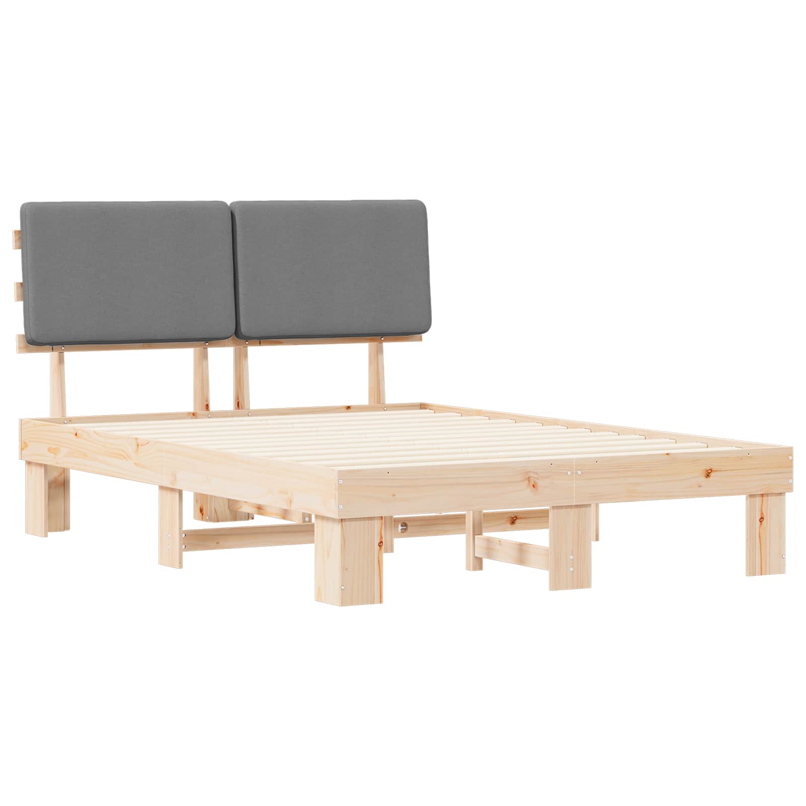 Bettgestell mit gepolstertem Kopfteil Hellgrau 140 x 190 cm