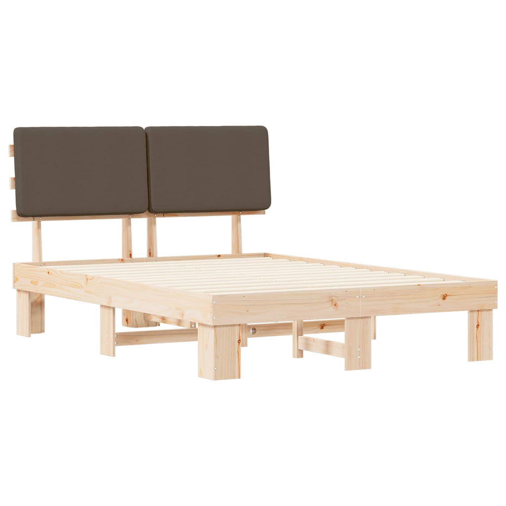Bettgestell mit gepolstertem Kopfteil Taupe 135 x 190 cm