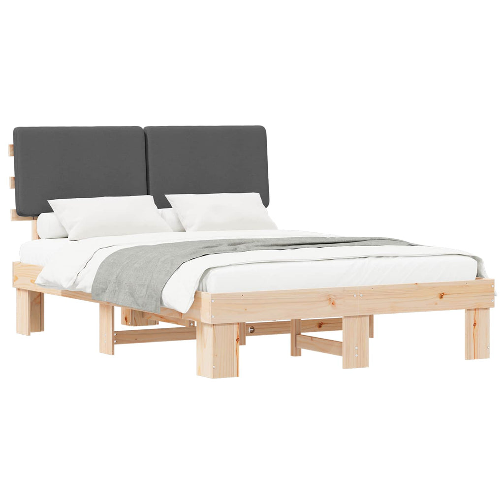 Bettgestell mit gepolstertem Kopfteil Dunkelgrau 120 x 190 cm