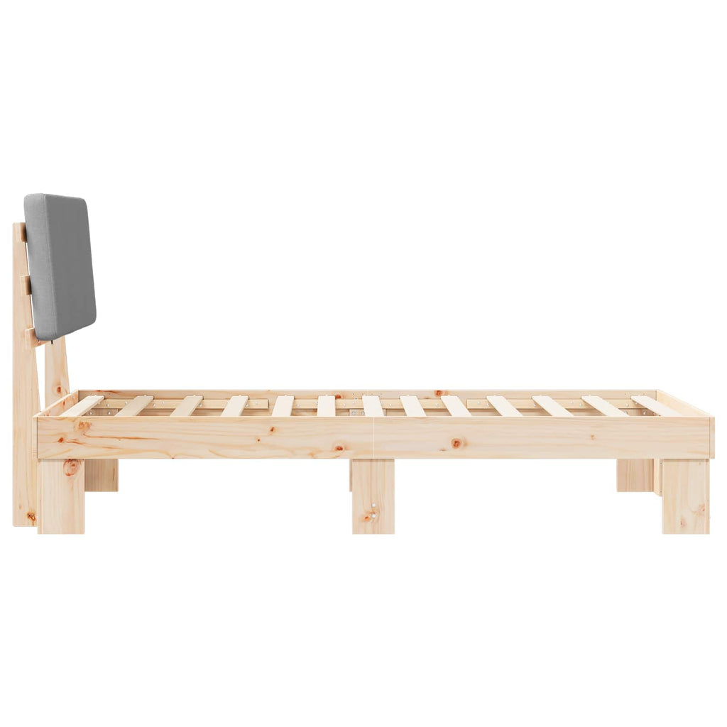 Bettgestell mit gepolstertem Kopfteil Hellgrau 100 x 200 cm