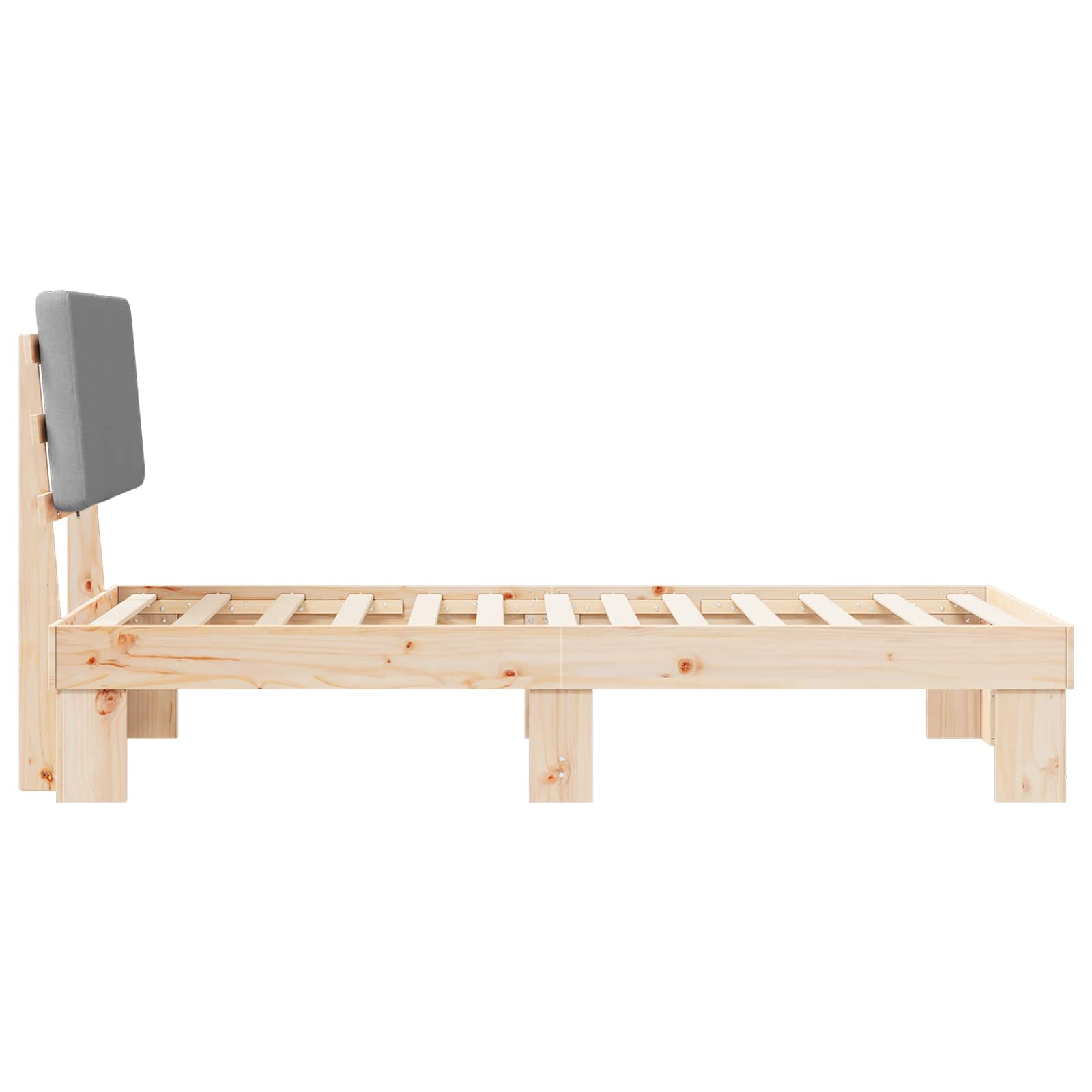 Bettgestell mit gepolstertem Kopfteil Hellgrau 100 x 200 cm