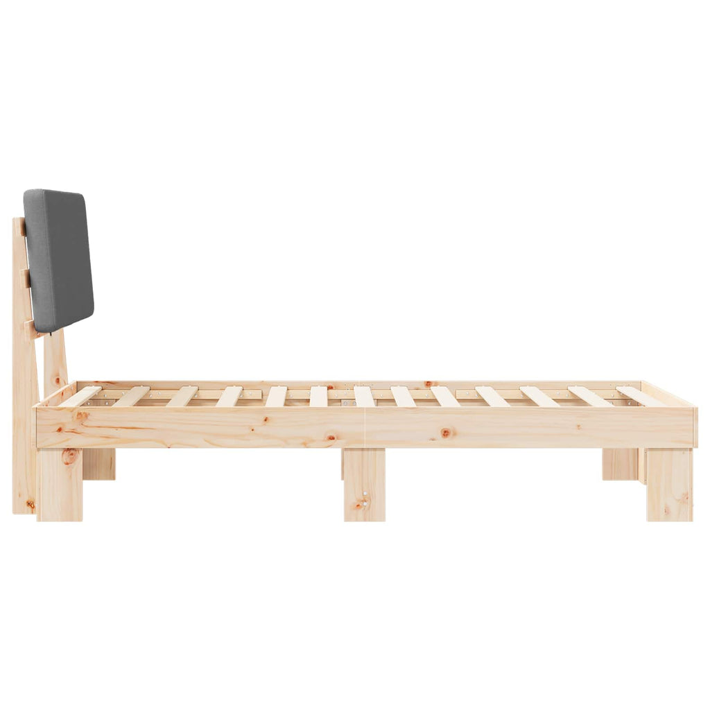Bettgestell mit gepolstertem Kopfteil Dunkelgrau 100 x 200 cm