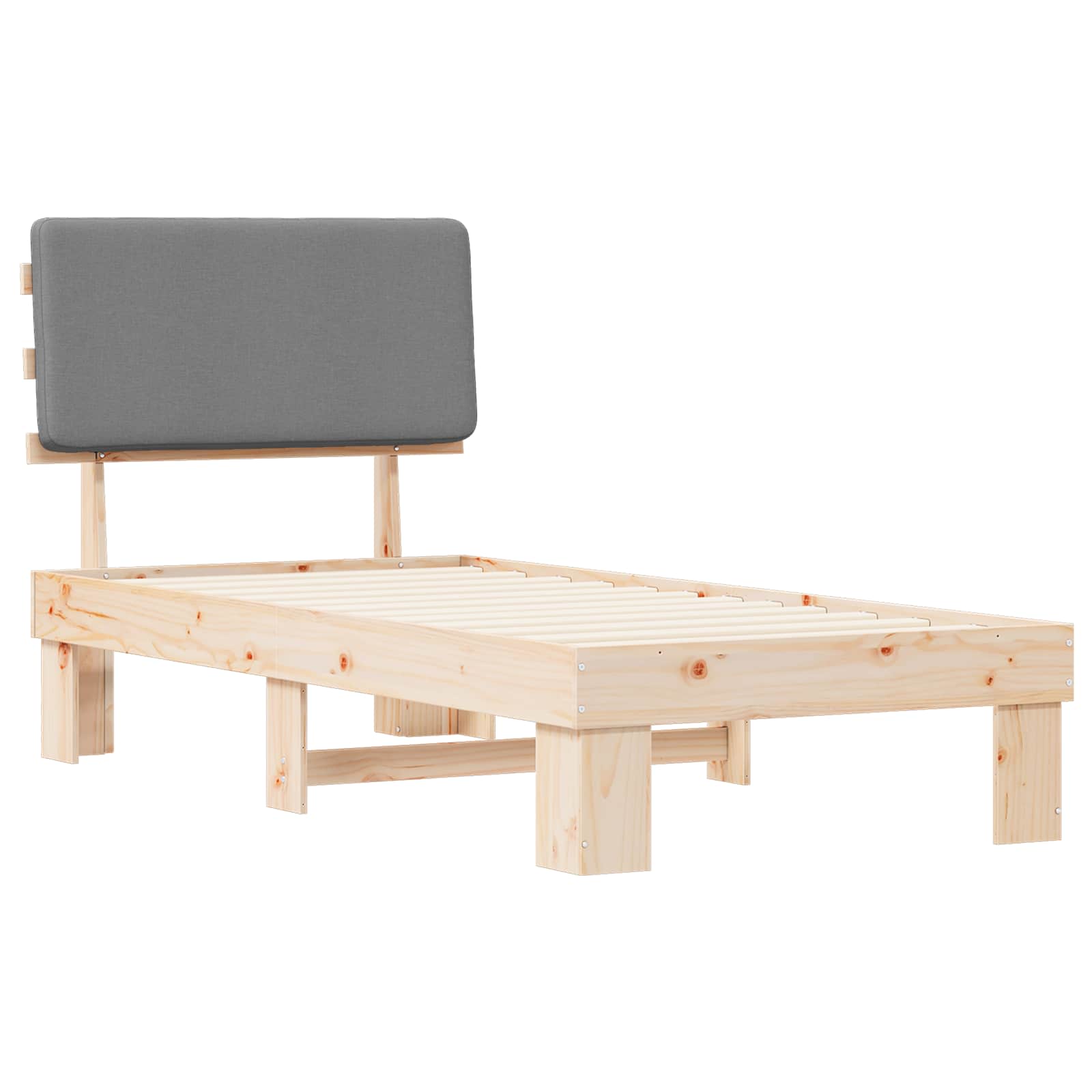 Bettgestell mit gepolstertem Kopfteil Hellgrau 90 x 200 cm