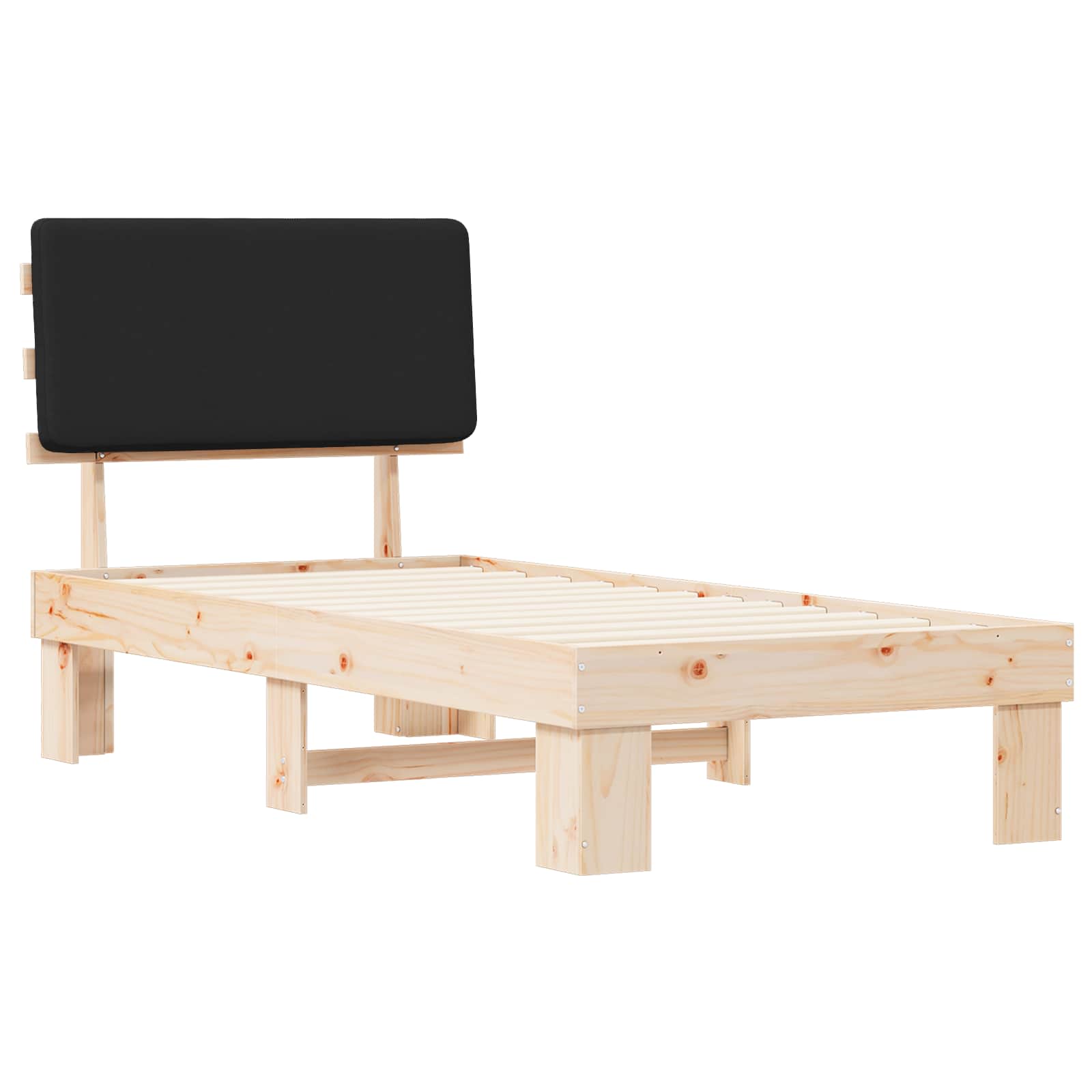 Bettgestell mit gepolstertem Kopfteil Schwarz 90 x 200 cm