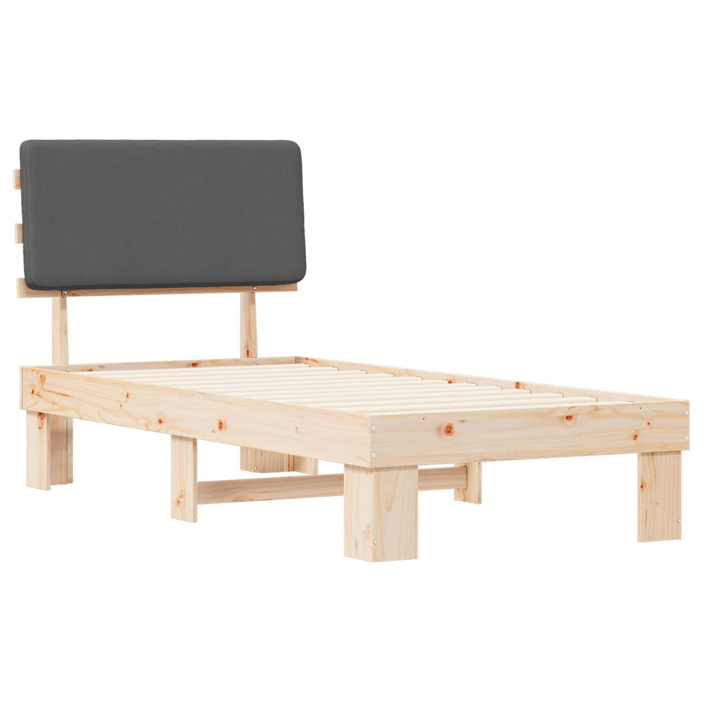 Bettgestell mit gepolstertem Kopfteil Dunkelgrau 80 x 200 cm