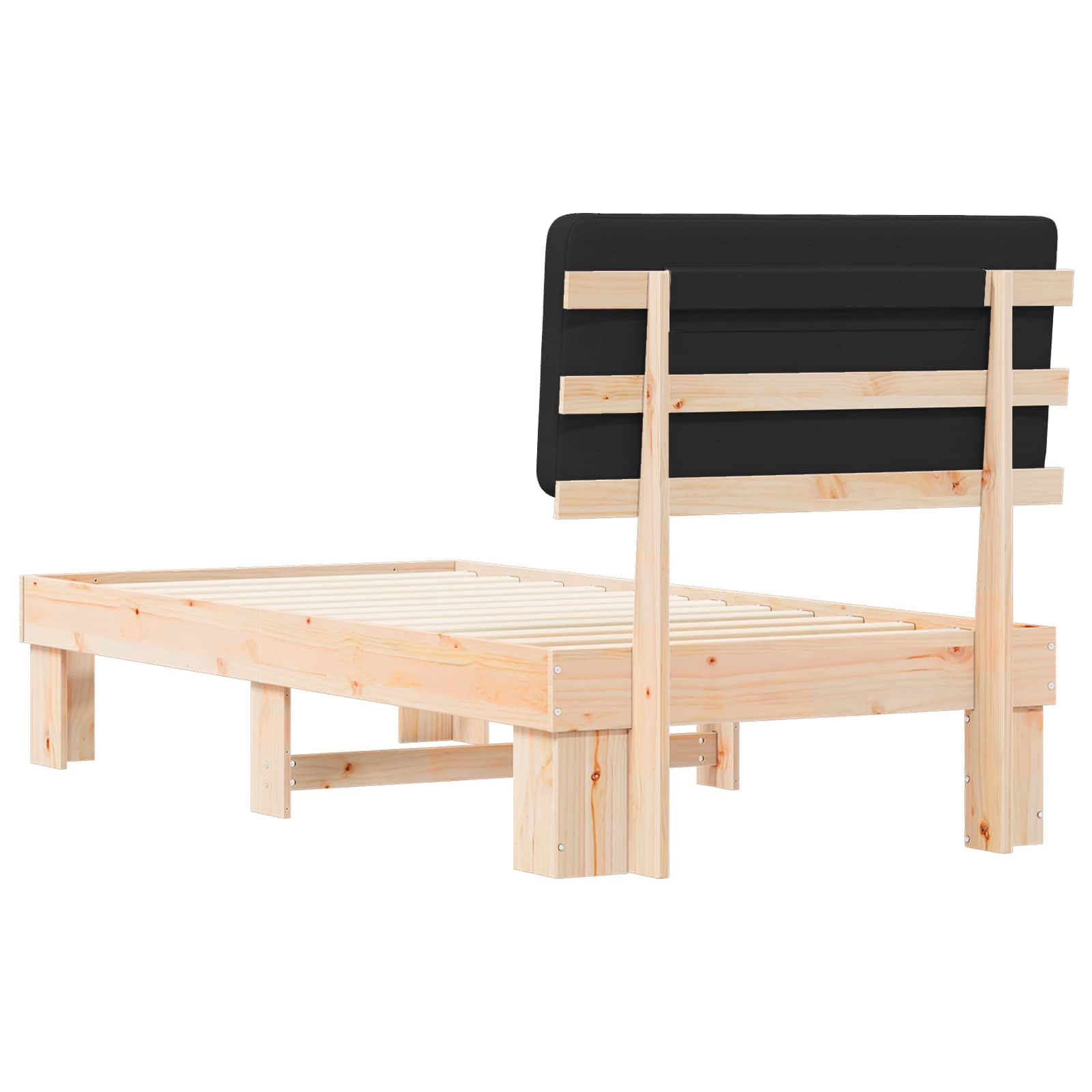 Bettgestell mit gepolstertem Kopfteil Schwarz 80 x 200 cm