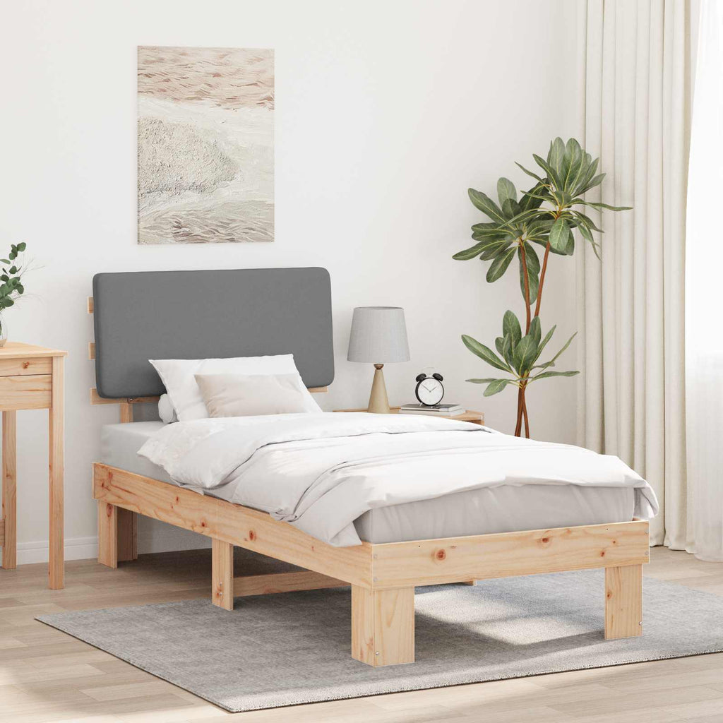 Bettgestell mit gepolstertem Kopfteil Hellgrau 75 x 190 cm