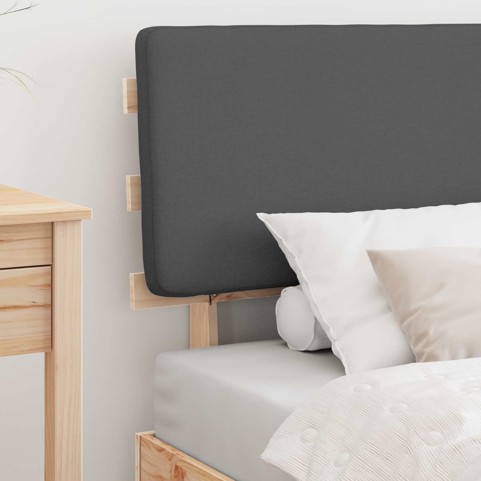 Bettgestell mit gepolstertem Kopfteil Dunkelgrau 75 x 190 cm