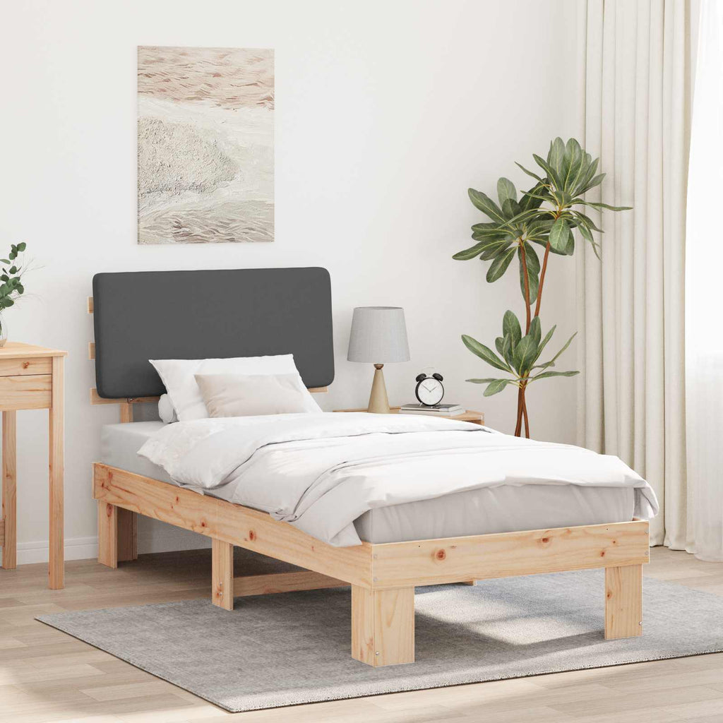 Bettgestell mit gepolstertem Kopfteil Dunkelgrau 75 x 190 cm