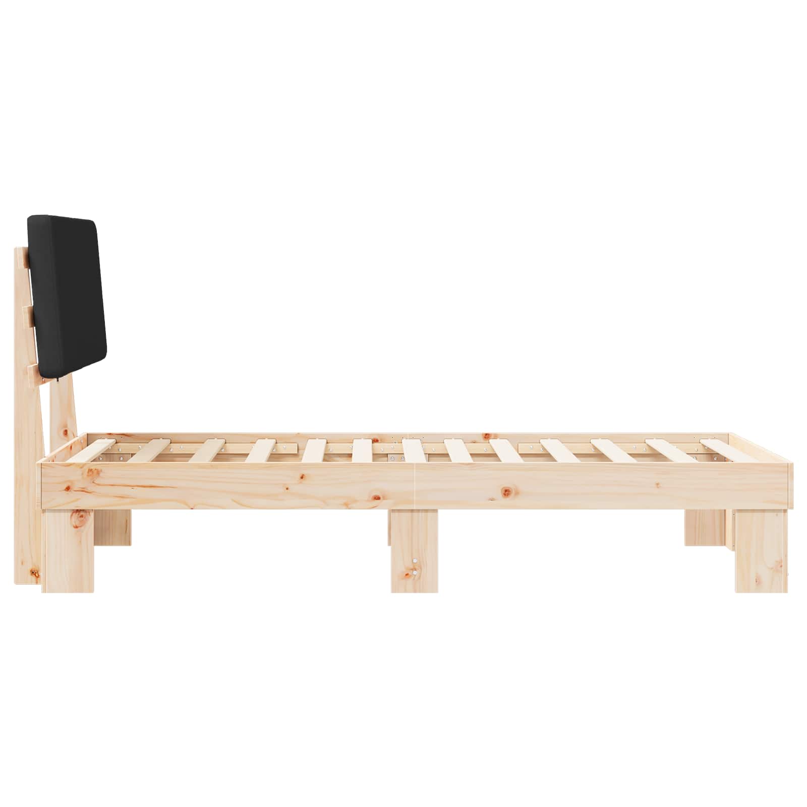 Bettgestell mit gepolstertem Kopfteil Schwarz 75 x 190 cm