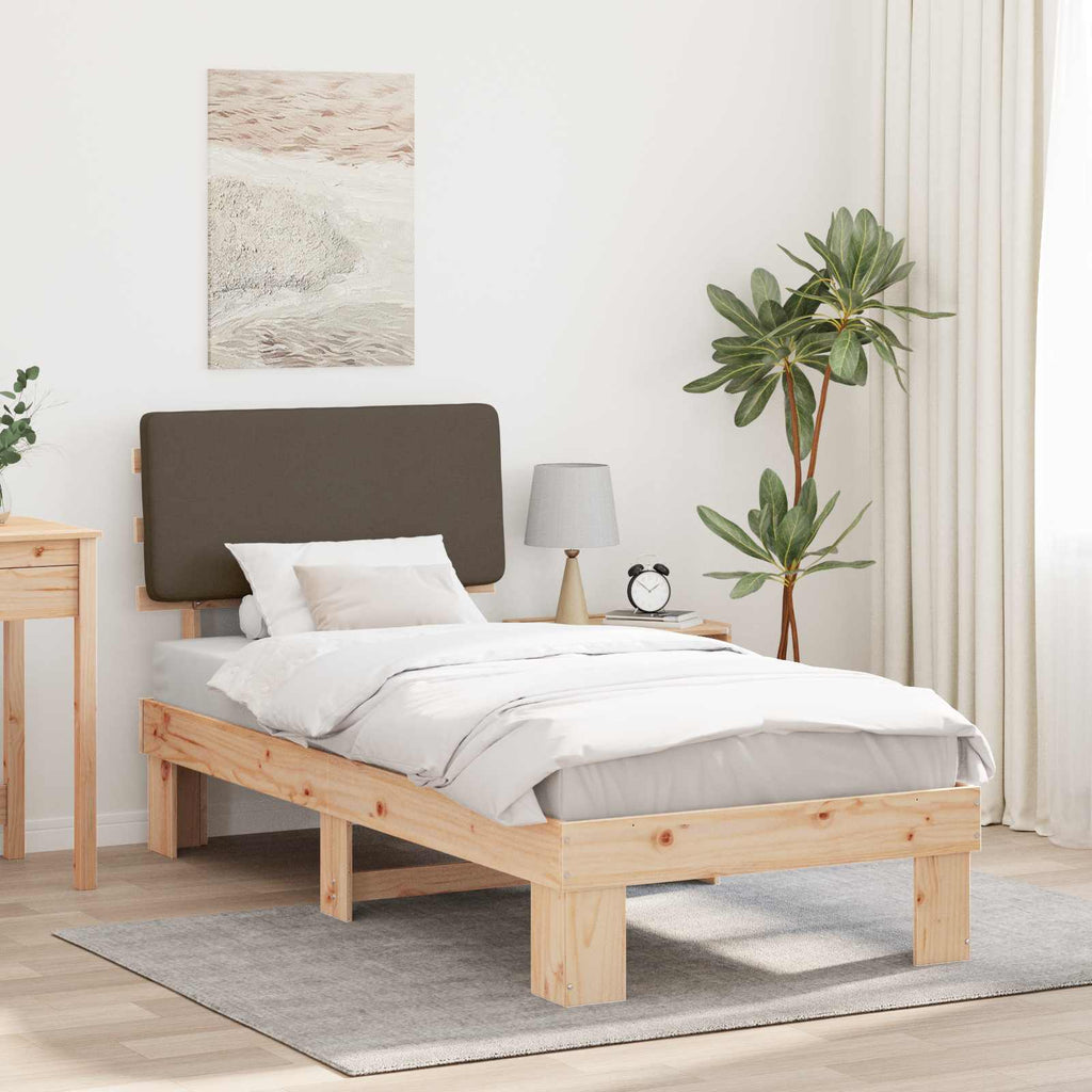 Bettgestell mit gepolstertem Kopfteil Taupe 75 x 190 cm
