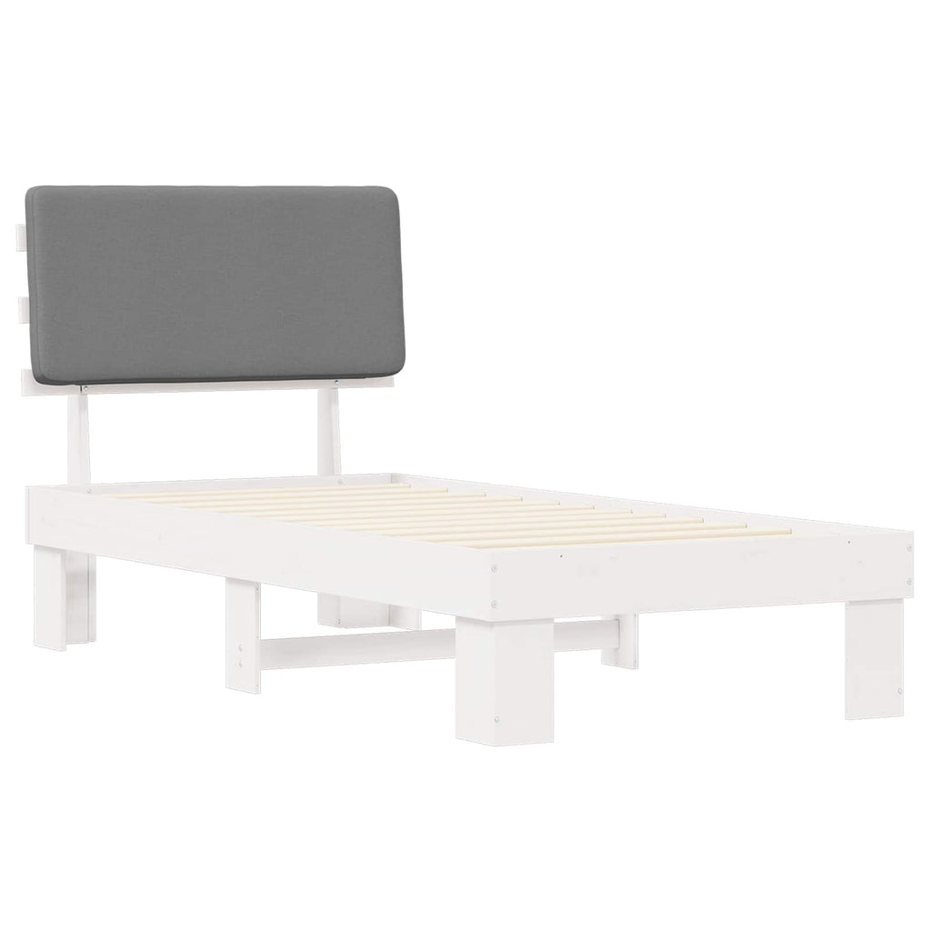 Bettgestell mit gepolstertem Kopfteil Hellgrau 75 x 190 cm