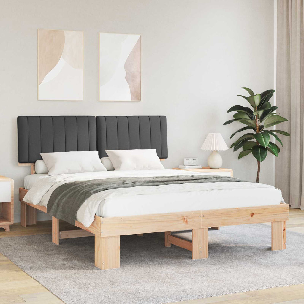 Bettgestell mit gepolstertem Kopfteil Dunkelgrau 150 x 200 cm