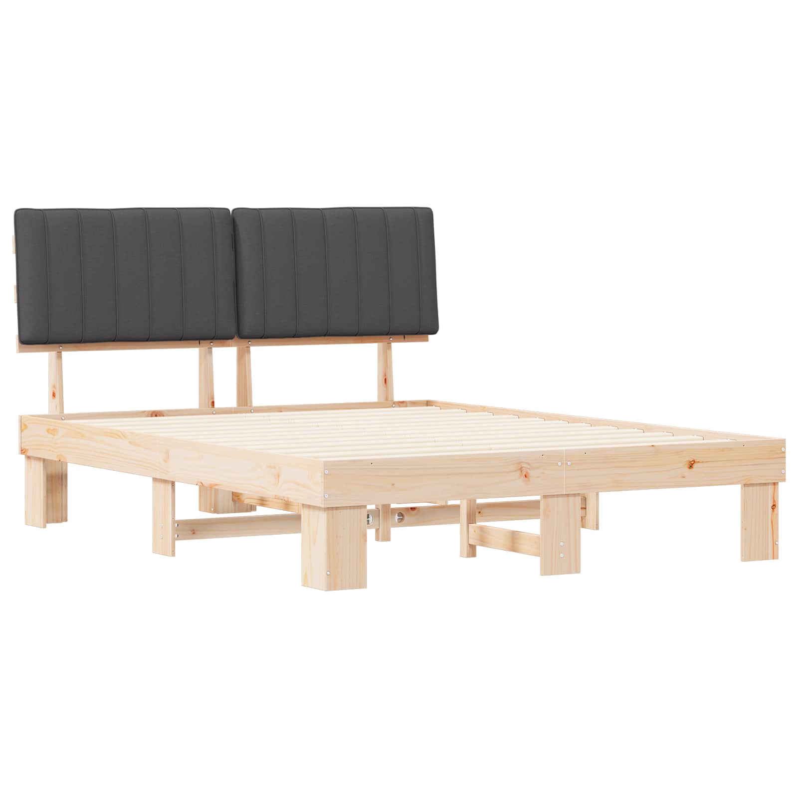 Bettgestell mit gepolstertem Kopfteil Dunkelgrau 150 x 200 cm