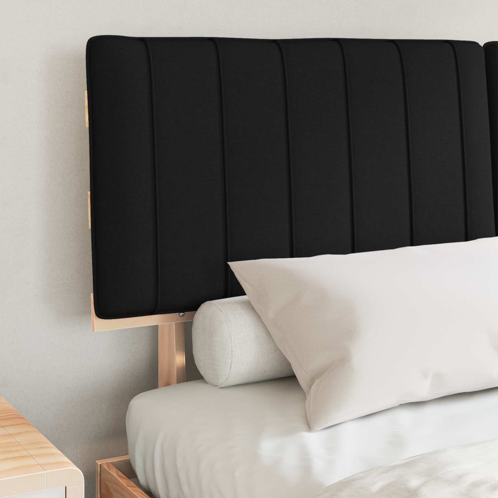 Bettgestell mit gepolstertem Kopfteil Schwarz 150 x 200 cm