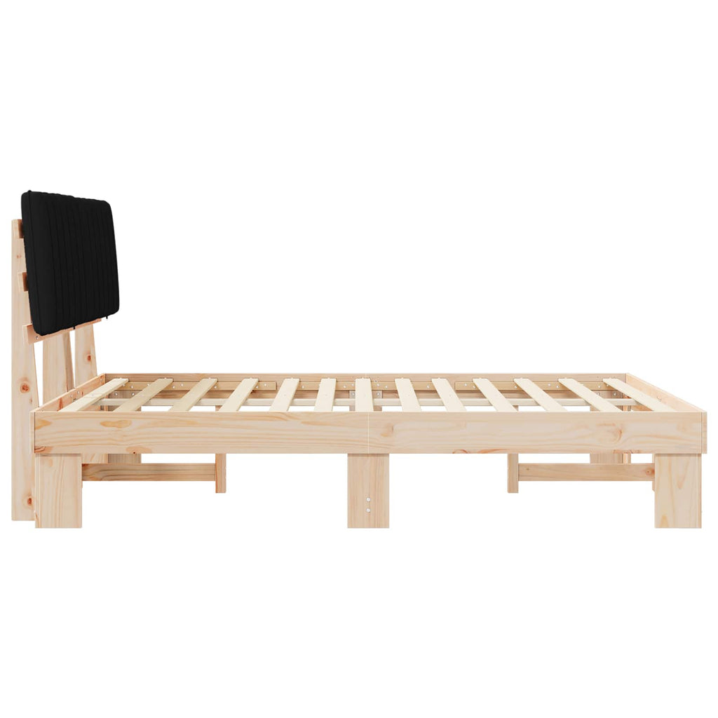 Bettgestell mit gepolstertem Kopfteil Schwarz 150 x 200 cm