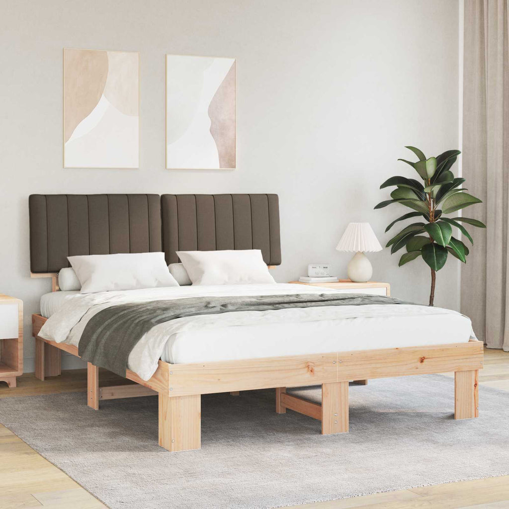 Bettgestell mit gepolstertem Kopfteil Taupe 150 x 200 cm
