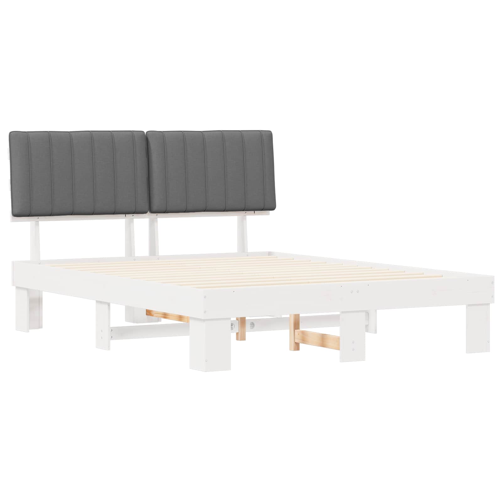 Bettgestell mit gepolstertem Kopfteil Hellgrau 150 x 200 cm