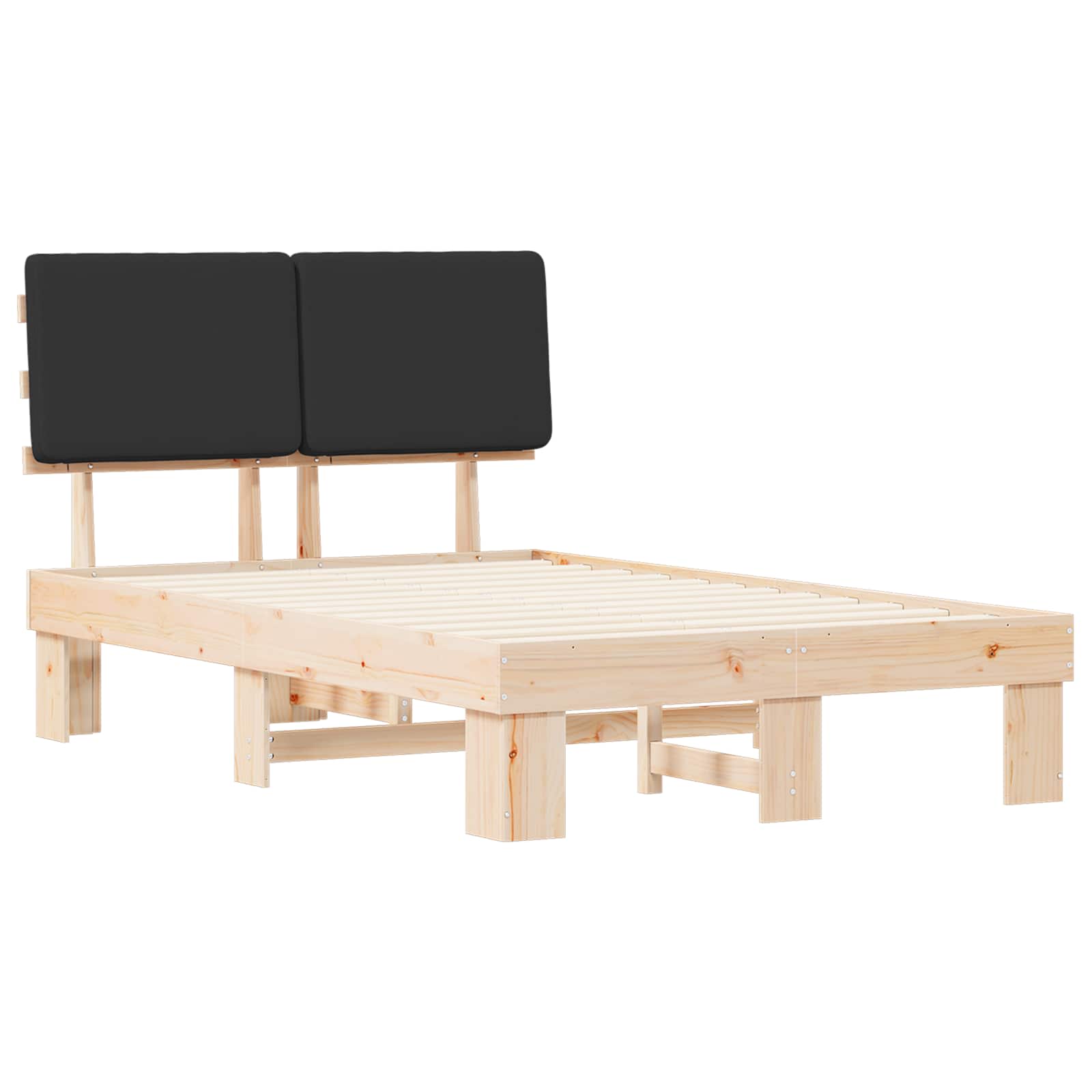 Bettgestell mit gepolstertem Kopfteil Schwarz 120 x 200 cm
