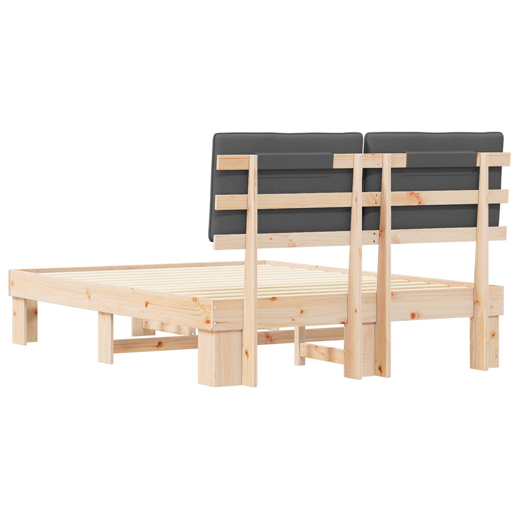 Bettgestell mit gepolstertem Kopfteil Dunkelgrau 140 x 190 cm