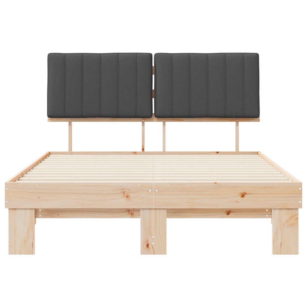 Bettgestell mit gepolstertem Kopfteil Dunkelgrau 140 x 190 cm