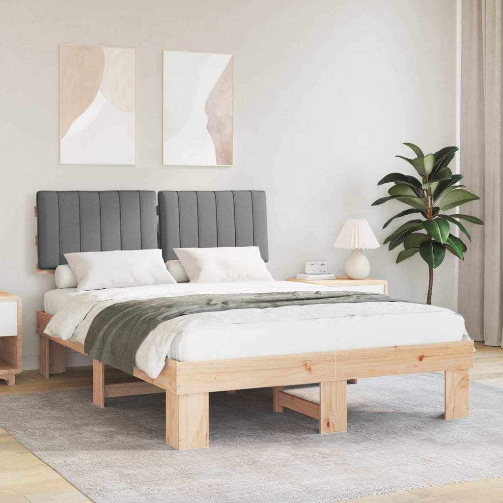 Bettgestell mit gepolstertem Kopfteil Hellgrau 135 x 190 cm