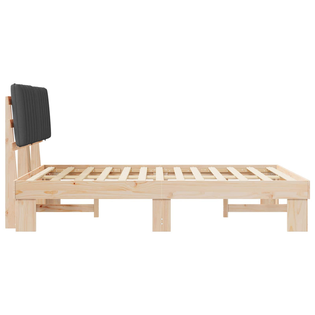 Bettgestell mit gepolstertem Kopfteil Dunkelgrau 135 x 190 cm