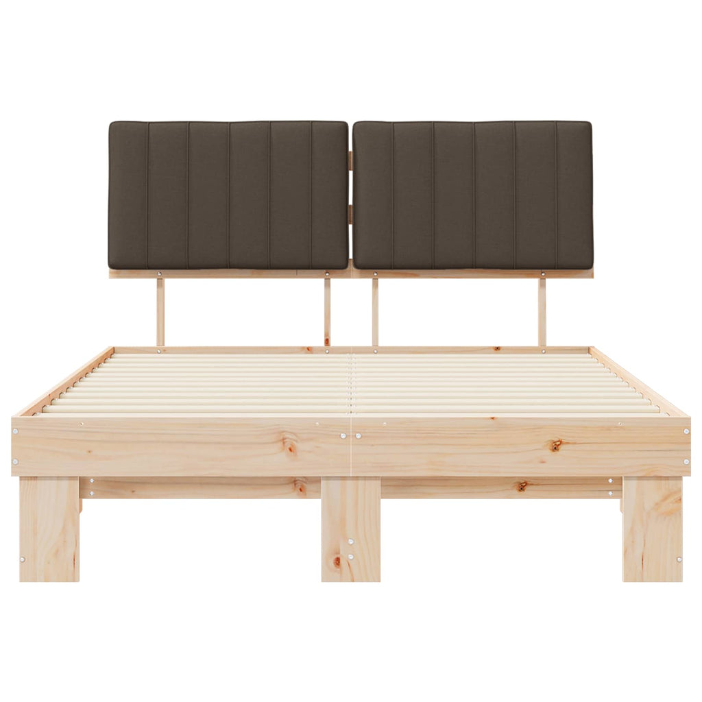 Bettgestell mit gepolstertem Kopfteil Taupe 135 x 190 cm