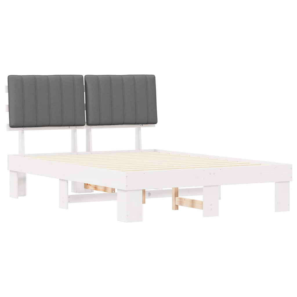 Bettgestell mit gepolstertem Kopfteil Hellgrau 135 x 190 cm