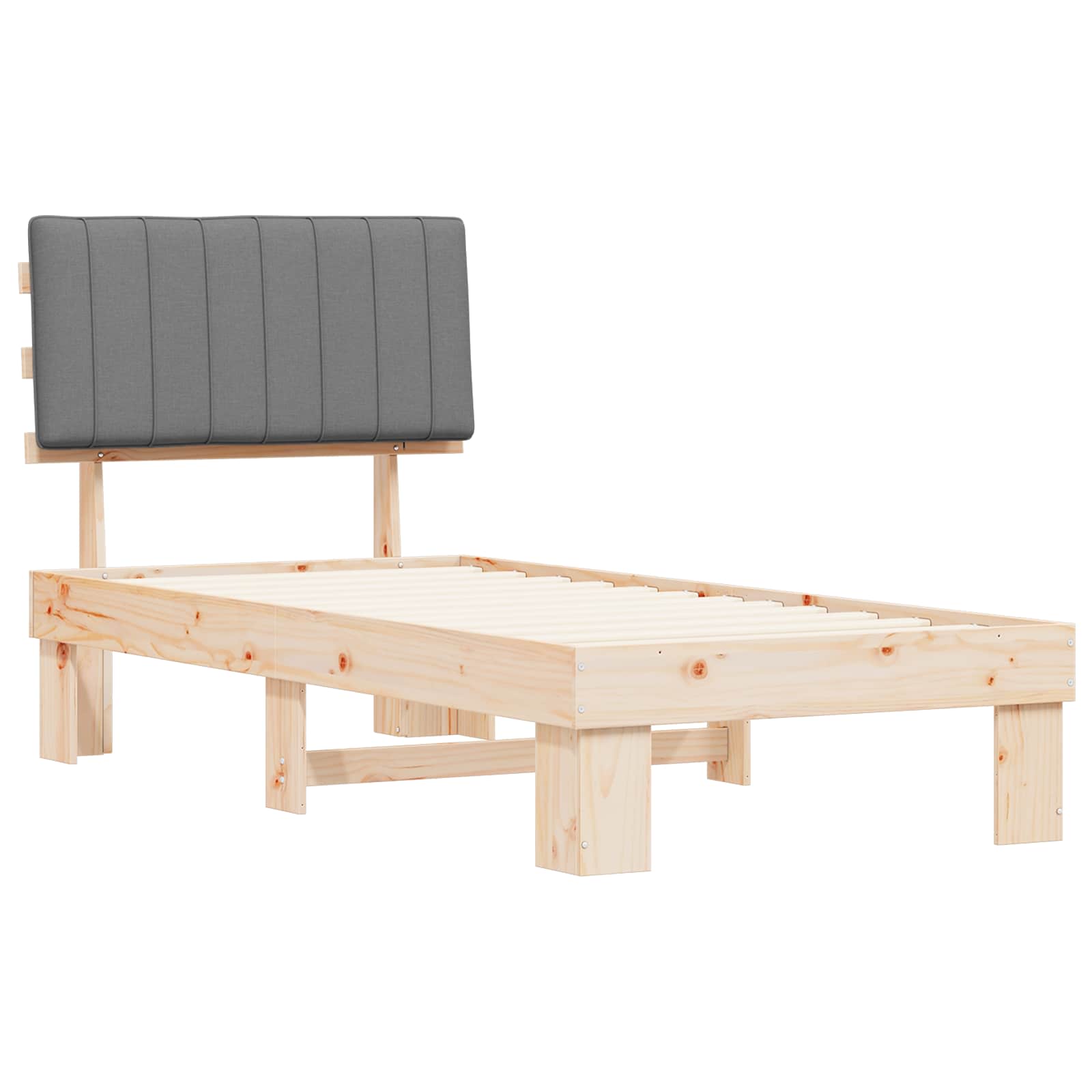 Bettgestell mit gepolstertem Kopfteil Hellgrau 90 x 200 cm